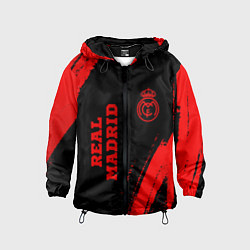 Ветровка с капюшоном детская Real Madrid - red gradient вертикально, цвет: 3D-черный