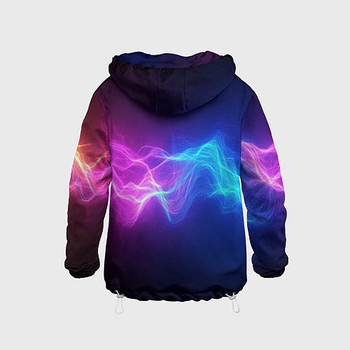 Детская ветровка Звуковая волна неоновый узор / 3D-Белый – фото 2