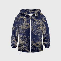 Детская ветровка Золотые драконы на синем