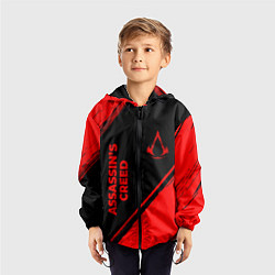 Ветровка с капюшоном детская Assassins Creed - red gradient вертикально, цвет: 3D-черный — фото 2