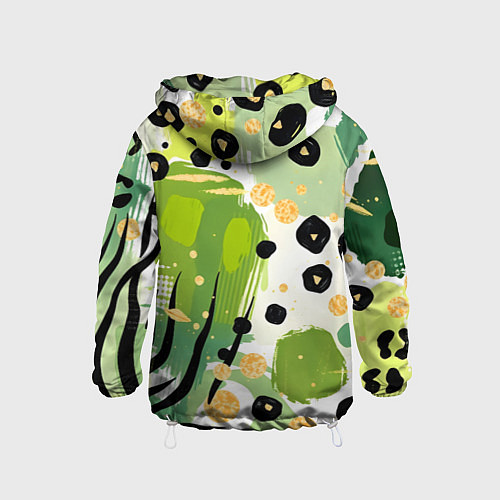Детская ветровка Зеленый анималистичный паттерн / 3D-Белый – фото 2