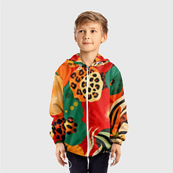 Ветровка с капюшоном детская Анималистичный африканский паттерн, цвет: 3D-белый — фото 2