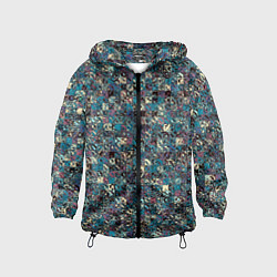 Детская ветровка Бордово-голубой квадратный паттерн