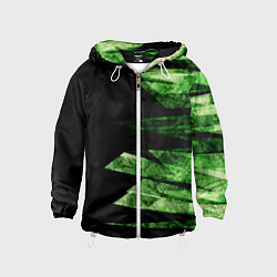Ветровка с капюшоном детская Color green black, цвет: 3D-белый