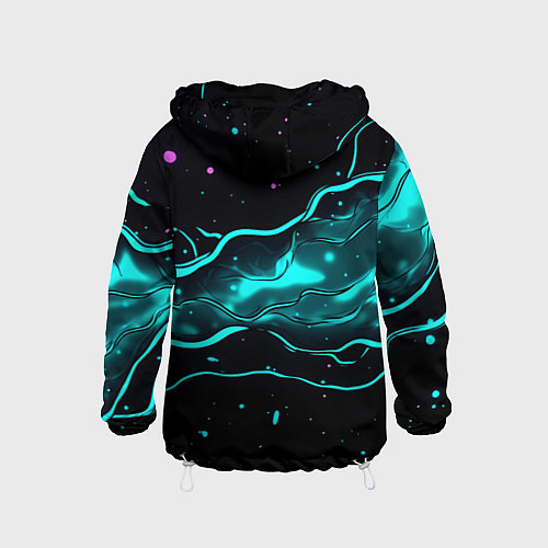Детская ветровка Голубые неоновые волны текстура / 3D-Белый – фото 2