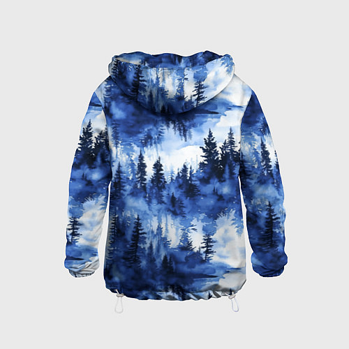 Детская ветровка Силуэты деревьев и отражения - акварельный лесной / 3D-Белый – фото 2