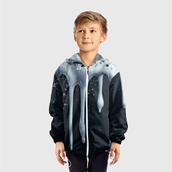 Ветровка с капюшоном детская Белая объемная слизь текстура, цвет: 3D-белый — фото 2