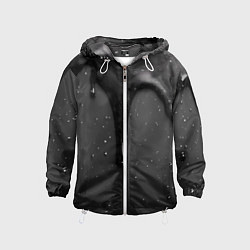 Ветровка с капюшоном детская Черная текстура - хром, цвет: 3D-белый