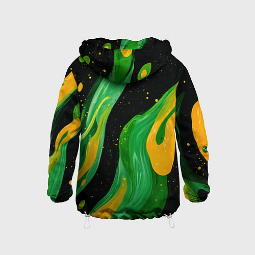 Детская ветровка Зелено-желтая краска на черном / 3D-Белый – фото 2