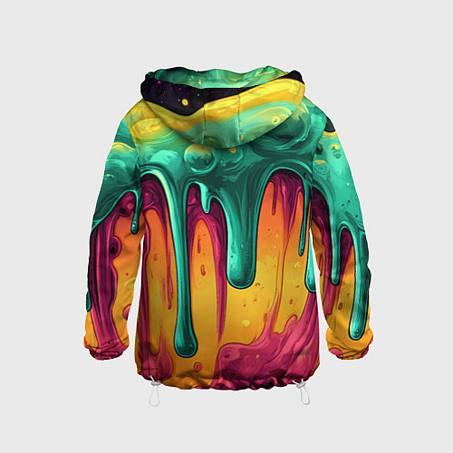 Детская ветровка Зелено-оранжевая клякса / 3D-Белый – фото 2