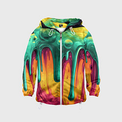 Детская ветровка Зелено-оранжевая клякса