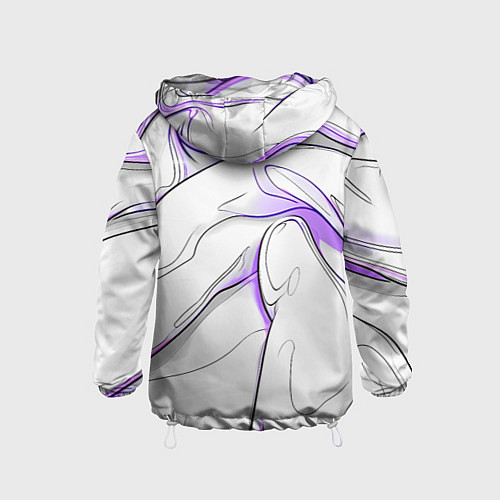 Детская ветровка Черные и фиолетовые линии на белом / 3D-Белый – фото 2