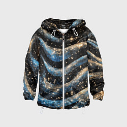 Детская ветровка Волнистые синие линии на черном