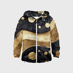 Ветровка с капюшоном детская Золотая объемная абстракция - текстура, цвет: 3D-белый