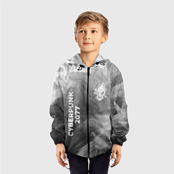 Ветровка с капюшоном детская Cyberpunk 2077 - grey gradient вертикально, цвет: 3D-черный — фото 2