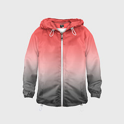 Ветровка с капюшоном детская Бледный красно-серый градиент, цвет: 3D-белый