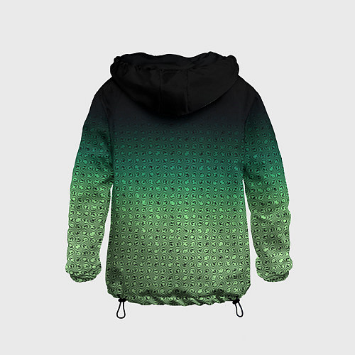 Детская ветровка Чёрно-зелёный градиент с узором / 3D-Черный – фото 2