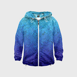 Ветровка с капюшоном детская Сине-голубой градиент текстура, цвет: 3D-белый