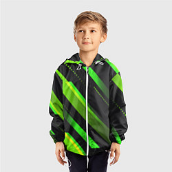 Ветровка с капюшоном детская Color black green, цвет: 3D-белый — фото 2