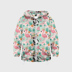 Детская ветровка Панда фламинго лето ананас
