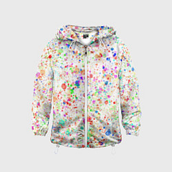 Ветровка с капюшоном детская Белый с разноцветными брызгами, цвет: 3D-белый