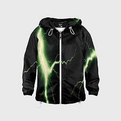 Ветровка с капюшоном детская Lightning yellow текстура, цвет: 3D-белый