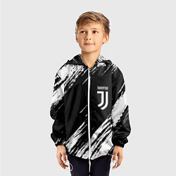 Ветровка с капюшоном детская Juventus штрихи красок, цвет: 3D-белый — фото 2