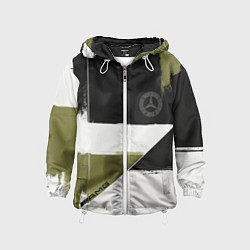 Ветровка с капюшоном детская Merсedes Benz логотип, цвет: 3D-белый