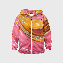 Детская ветровка Желтые и розовые волны текстура