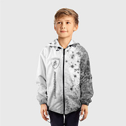 Ветровка с капюшоном детская Lamborghini - white gradient по-вертикали, цвет: 3D-черный — фото 2