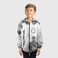 Ветровка с капюшоном детская Among Us - white gradient вертикально, цвет: 3D-черный — фото 2