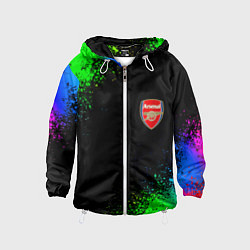 Ветровка с капюшоном детская Arsenal неоновые краски, цвет: 3D-белый