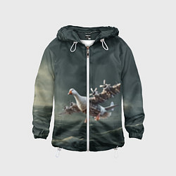 Ветровка с капюшоном детская Бомбардито гусито мем, цвет: 3D-белый