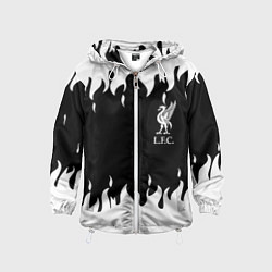 Ветровка с капюшоном детская Liverpool black flame, цвет: 3D-белый