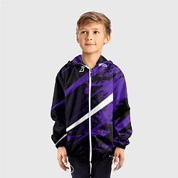 Ветровка с капюшоном детская Color black purple line, цвет: 3D-белый — фото 2
