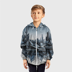 Ветровка с капюшоном детская Небоскребы и скалы, цвет: 3D-белый — фото 2