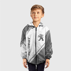 Ветровка с капюшоном детская Peugeot - white gradient вертикально, цвет: 3D-черный — фото 2