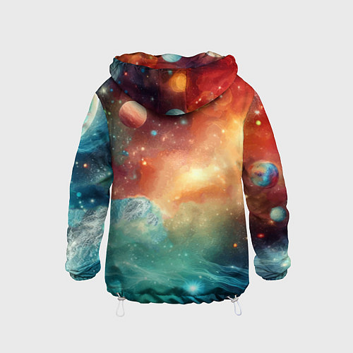 Детская ветровка Галактический дельфин - неоновый космос / 3D-Белый – фото 2