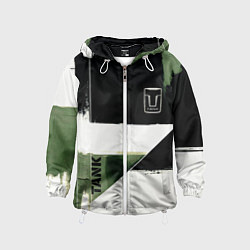 Ветровка с капюшоном детская Tank логотип машины, цвет: 3D-белый