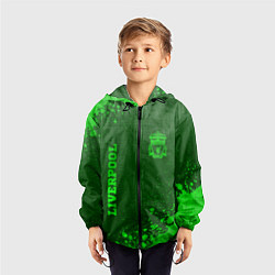 Ветровка с капюшоном детская Liverpool - green gradient вертикально, цвет: 3D-черный — фото 2