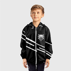 Ветровка с капюшоном детская Ведьмак лого геометрия, цвет: 3D-белый — фото 2