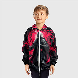 Ветровка с капюшоном детская Рыцарь-крестоносец ордена красной звезды, цвет: 3D-белый — фото 2