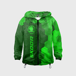 Ветровка с капюшоном детская Skoda - green gradient по-вертикали, цвет: 3D-черный