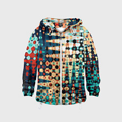 Ветровка с капюшоном детская Сине-бежевый абстрактный узор, цвет: 3D-белый