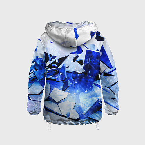 Детская ветровка Абстрактный космический синий фон неоновых плит / 3D-Белый – фото 2