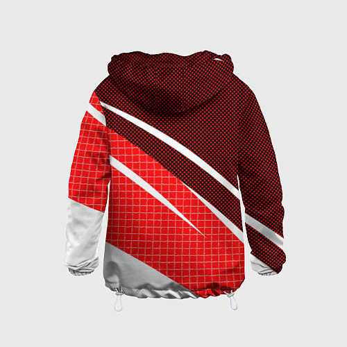 Детская ветровка Красно-белый абстрактный с полосами / 3D-Белый – фото 2