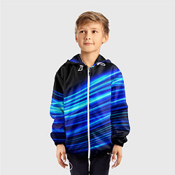 Ветровка с капюшоном детская Синие неоновые линии краски, цвет: 3D-белый — фото 2