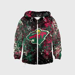 Ветровка с капюшоном детская Minnesota Wild NHL black, цвет: 3D-белый