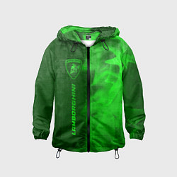 Ветровка с капюшоном детская Lamborghini - green gradient по-вертикали, цвет: 3D-черный