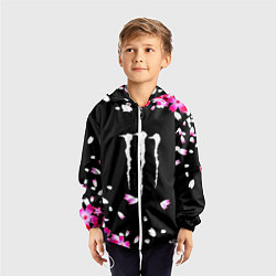 Ветровка с капюшоном детская Monster energy sakura, цвет: 3D-белый — фото 2
